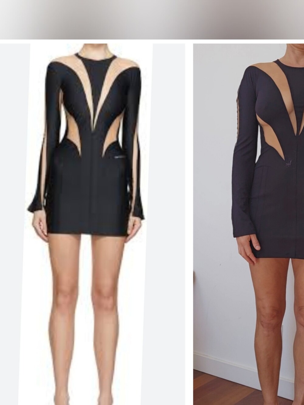 Mugler H & M Photoshoot Sheer Slice Cut Out Black Mini Dress s